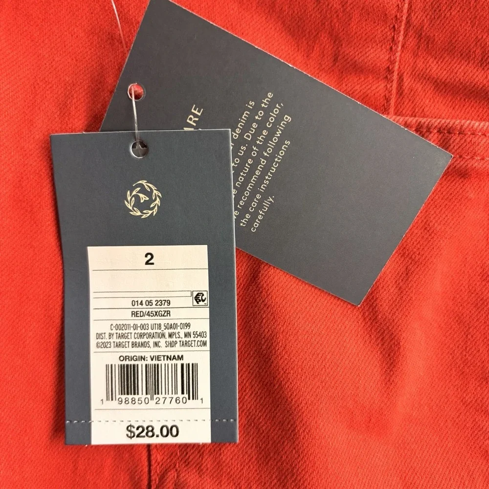 Universal Thread Sailor Wide Leg High Rise Jeans Red Women's Size 2 NEW